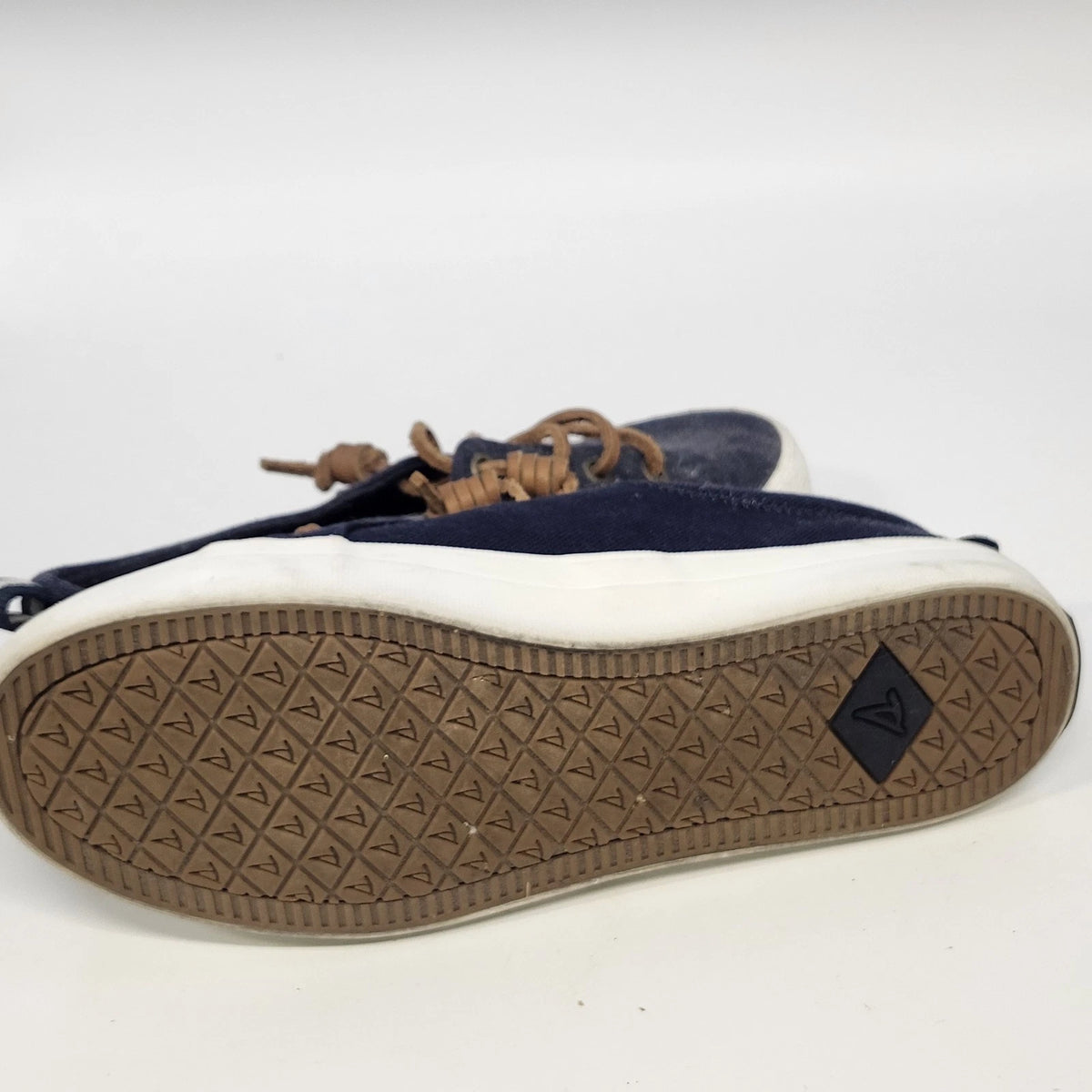 Sperry Crest Vibe Top Sider Navy Blue Canvas Sneakers Women's 7.5 Memory Foam