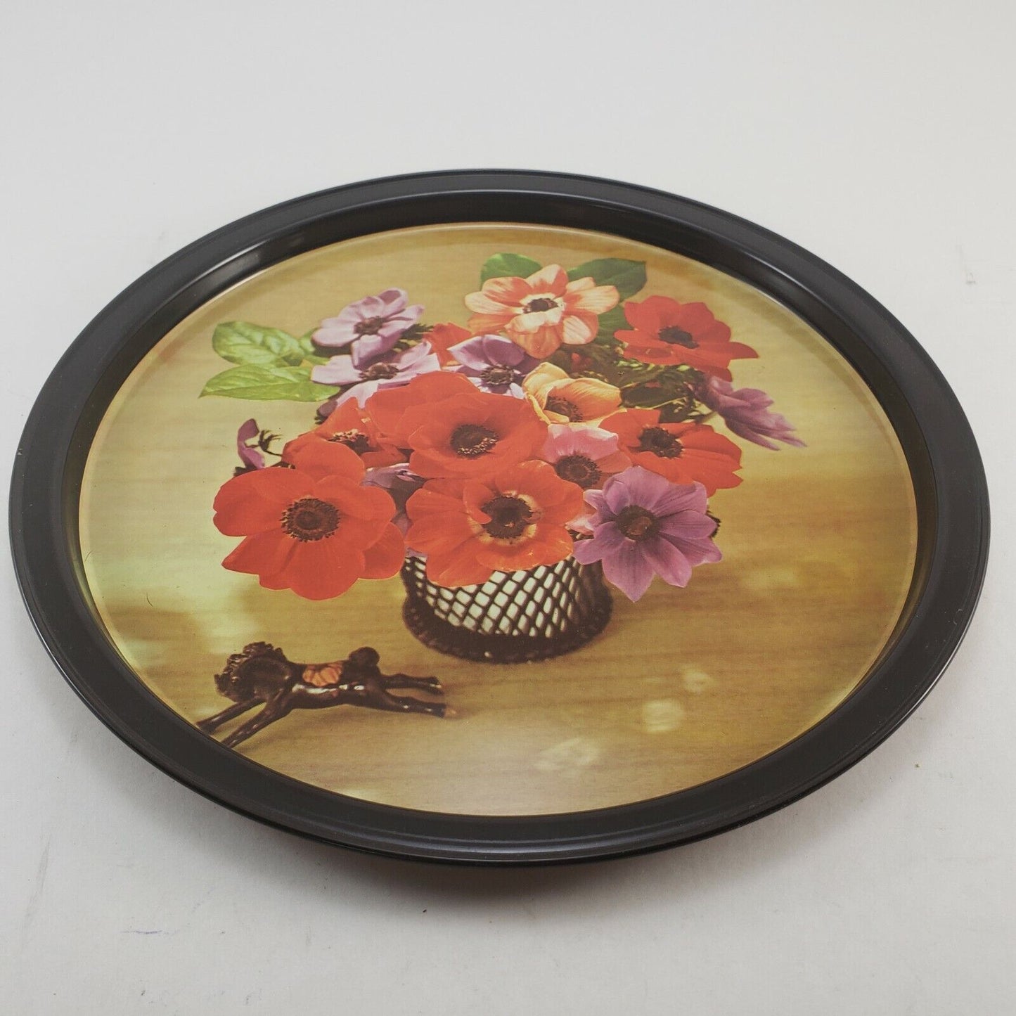 7 pc Serving Mid-century Trays Metal Copper 1960’s Party Flower Mod Safeway 10"