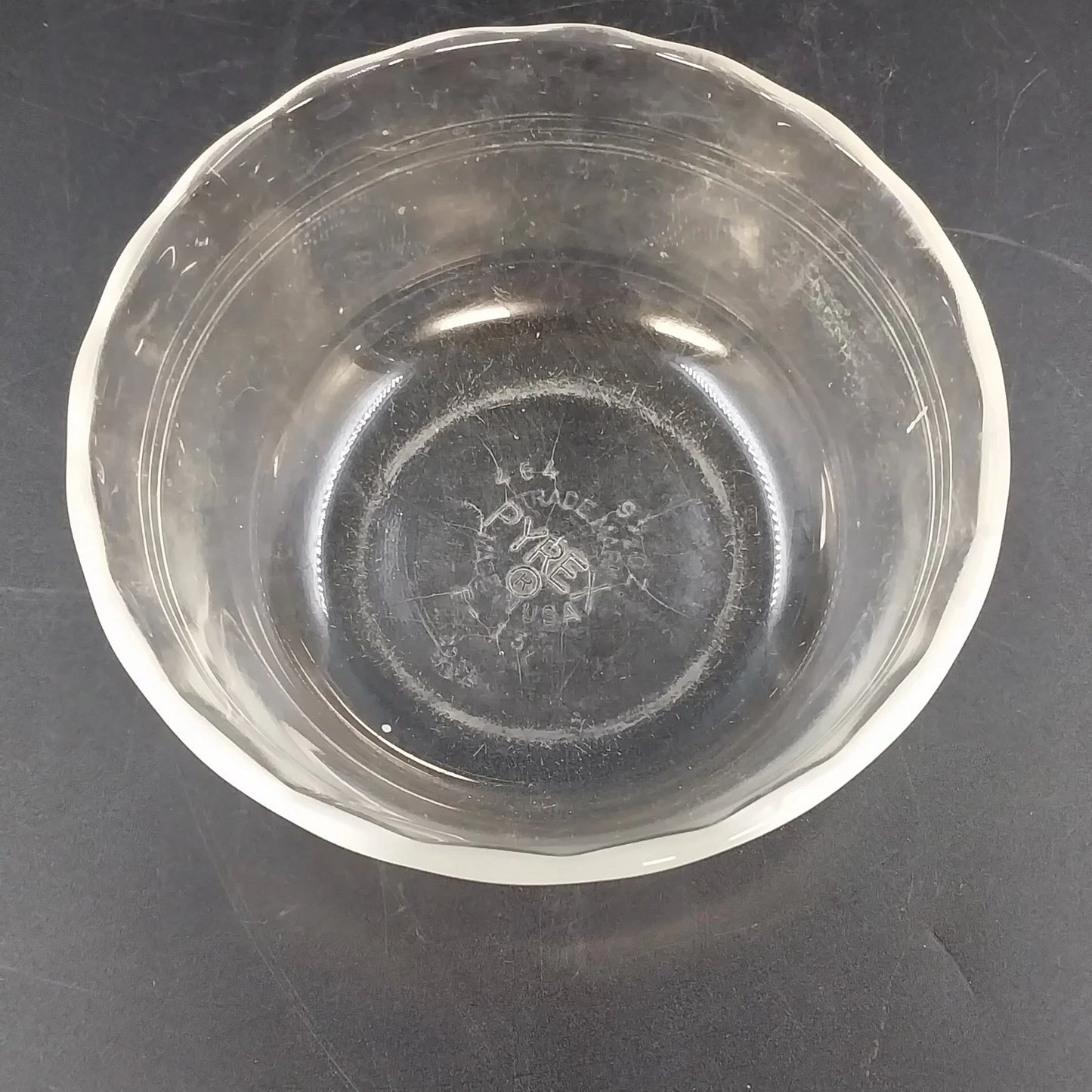 Pyrex 464 Clear Glass Custard Bowl Ramekin Scalloped Rim 10 oz 4.5" Vintage USA