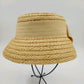 Rike's Natural Straw Summer Sun Bucket Hat Crochet with Natural Lined Ribbon Bow