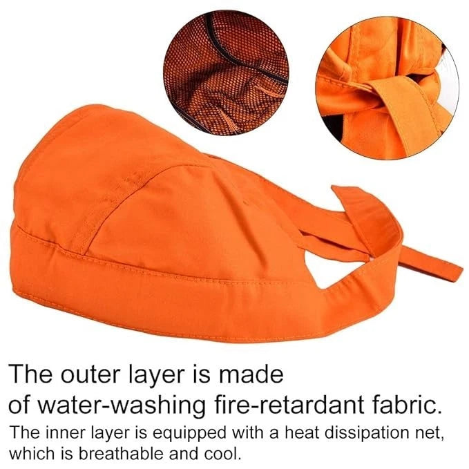 FR Welding Work Cap Flame Retardant Cotton Welding Tie Hat Mesh Protection NOS