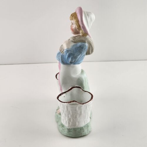 German Porcelain Vase Victorian Boy Figurine 2 Gathering Buckets 6”h Vintage