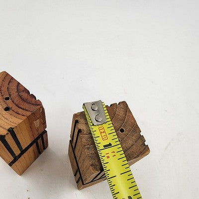Natural Wood Square Block Salt and Pepper Shakers 3" Vintage Kitchen Accessories