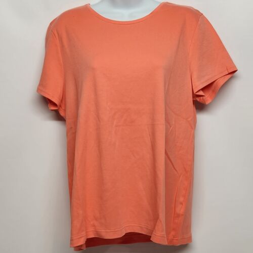 Croft & Barrow Woman's Shirt Size XL Crew Neck Coral Short Sleeve Classic Tee