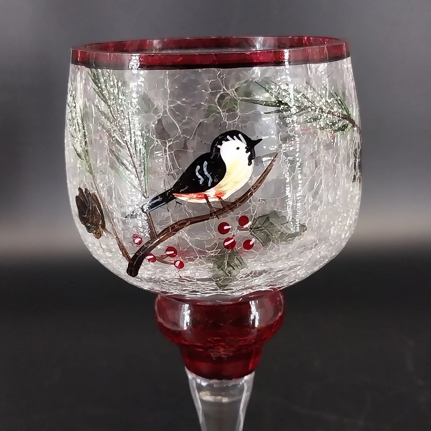 Yankee Candle Song Bird Crackle Glass Wax Burner Goblets 3 Pc Christmas Chipped