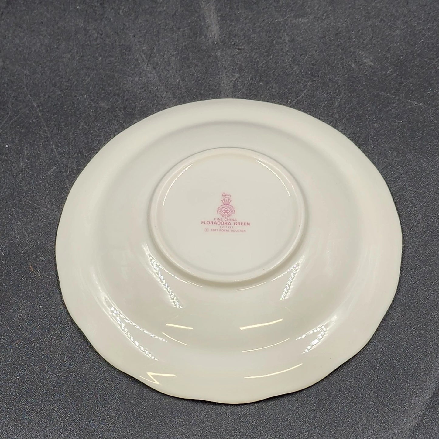 Royal Doulton Floradora Cup Saucer Fine China Floral Green Trim Scalloped 5.75"