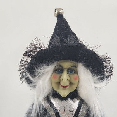 Spooky Witch Tree Topper Figurine Crystal Ball Halloween 17"x6" Table Top Decor