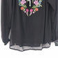 Notations Women's Embroidered Floral Peasant Blouse Tassel Long Sleeve Large
