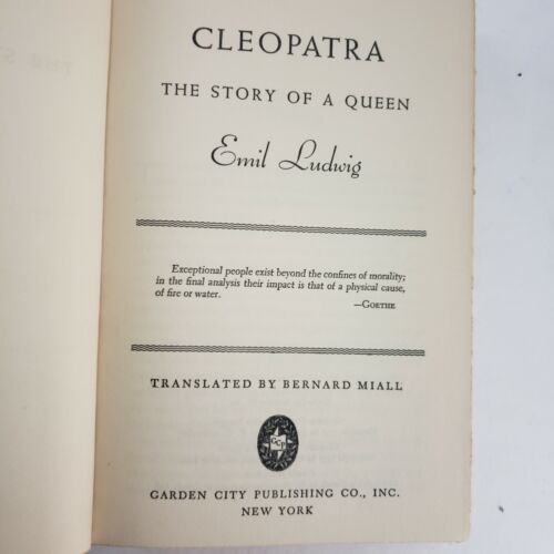 Cleopatra Story of a Queen 1939 Emil Ludwig Vintage Novel