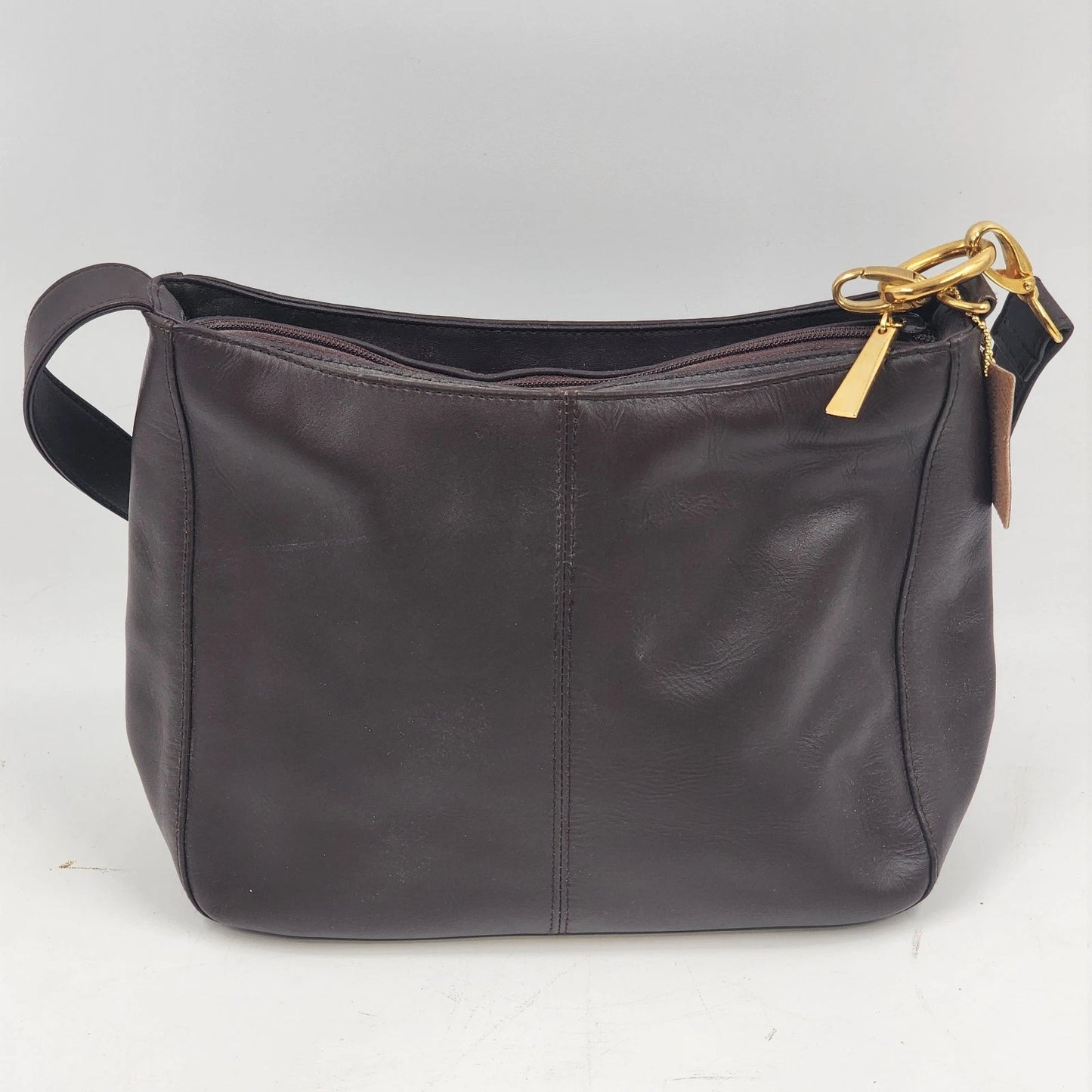 Signature Studio Leather Shoulder Bag Brown Classic Purse Manmade Trim New Vtg