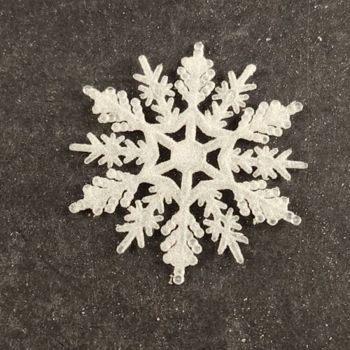 24 Piece White 3" Snowflake Winter Decorations Plastic Glitter Reversible