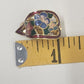 Cloisonné Enamel Flower Clip-On Earrings Multicolor Curved Leaf Shape 1" x 0.5"