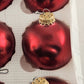 Christmas By Krebs Glass Ornaments 6 pk Red Crimson Jewel Vintage Crown Top 2.5"