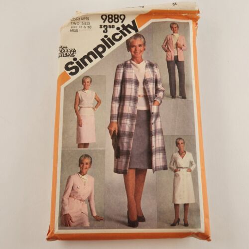 Simplicity 9889 Sewing Pattern Woman's Skirt Pants Blouse Unlined Coat Size 18
