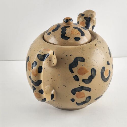 Urban Outfitters Leopard Tea Pot Headed Spout Tail Handle Dishwasher Microwave