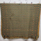 Golden Teal Throw Blanket Table Cloth Vintage Fringe Heavy Fringe 72" x 44"