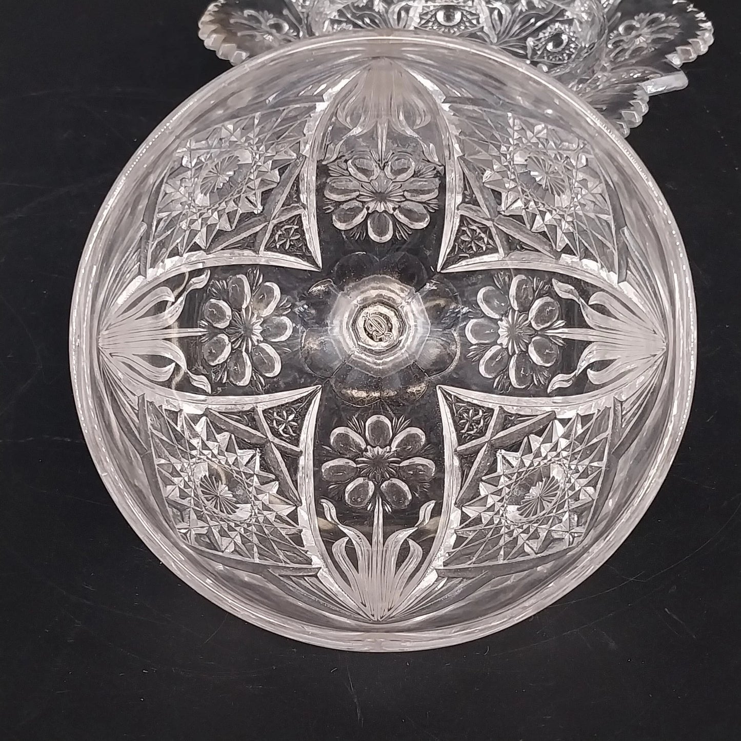 Imperial Glass Hobstar Covered Butter Dish Cheese Dome Clear Glass Sawtooth Vtg