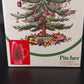 Spode Christmas Tree Santa Holly Clear Glass Ice Lip Pitcher 2½ Qt 10½" Vintage