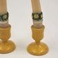 2 pc Erzgebirge Wood Miniature Candle Holders Tapers Yellow West Germany 5"