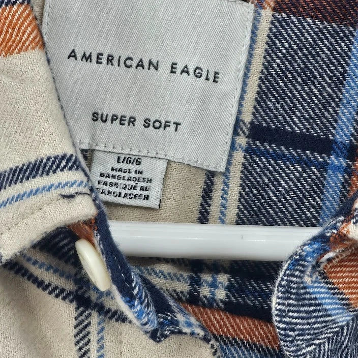 American Eagle Men’s Check Shirt Super Soft Button Down Size Large Bangladesh