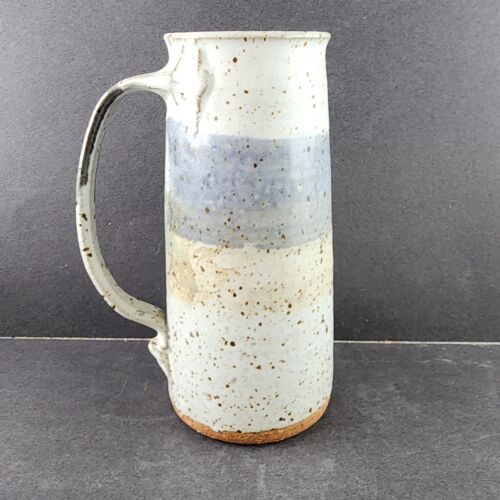 Stoneware Pottery Stein Studio Art Hand Made Beer Mug Signed Red ClayThrown