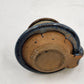 Doug Sassi Signed Pottery Candle Holder Vintage Blue Brown Handcrafted 4" x 2.5"