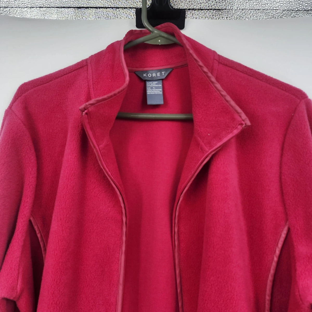 Koret Women's Large Red Fleece Jacket Full Zip Pockets Polyester Macau Vintage