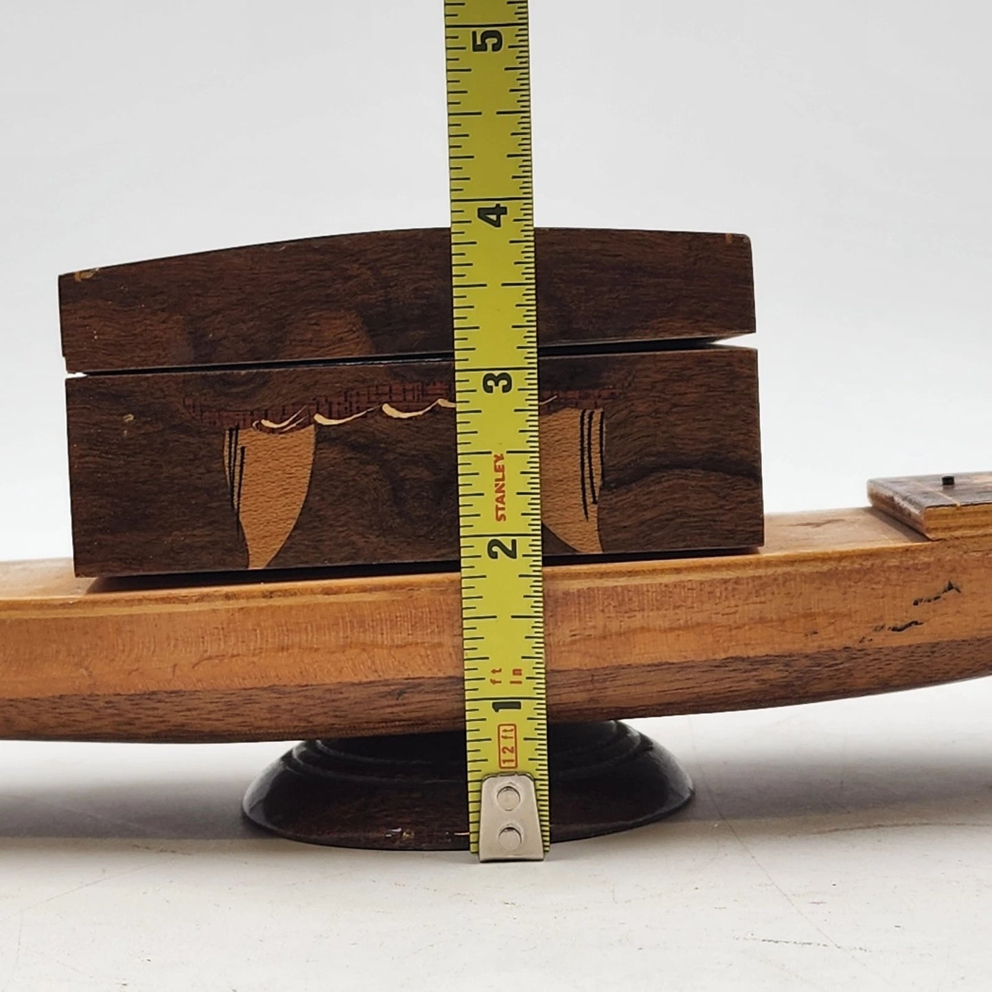 Wood Inlaid Gondola Ship Figurine Marquetry 13" Nautical Switzerland No Music