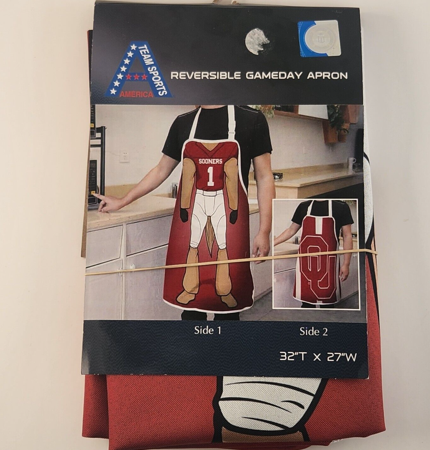 Oklahoma Sooners Double Side Reversible Grill Chef Apron NCAA 32"T x 27"W