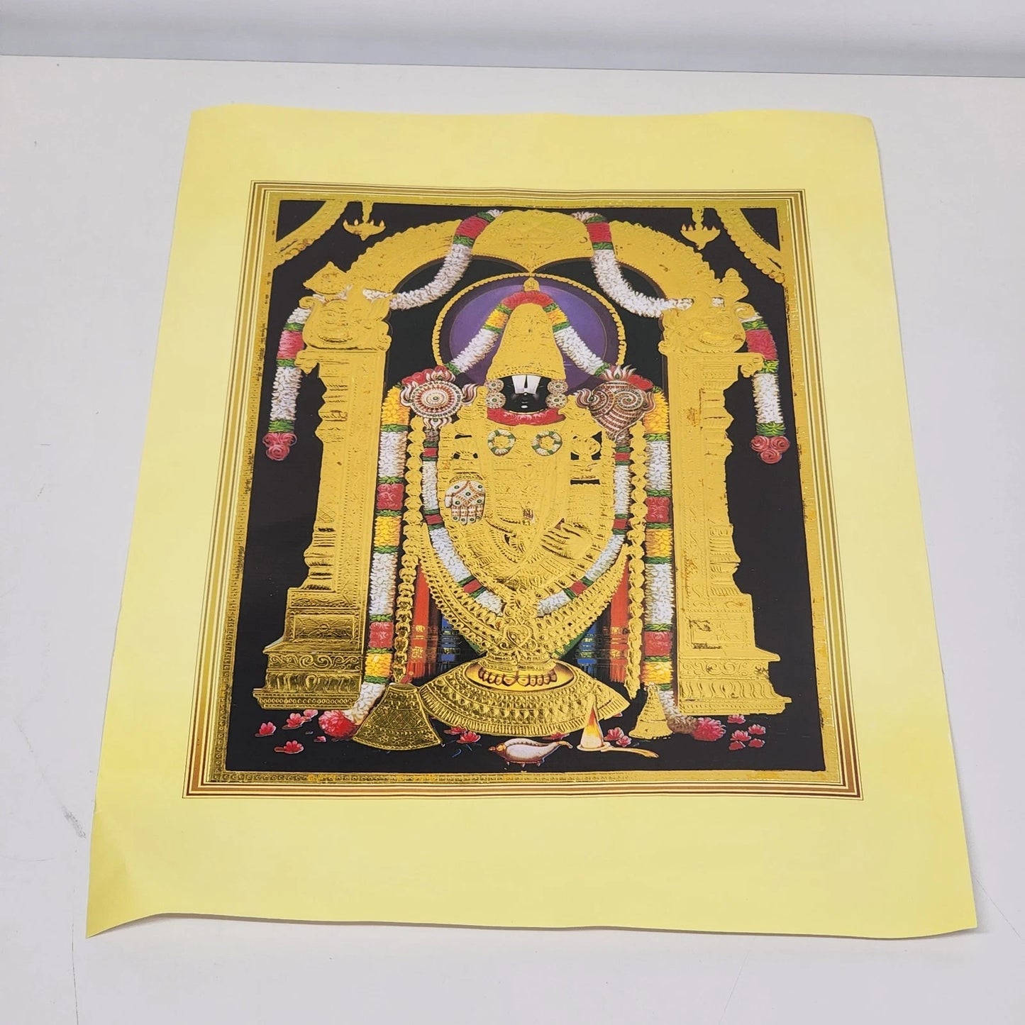 Tirupati Balaji Venkateswara Swamy Art Print Gold Leaf Embossed 13"x19" Poster