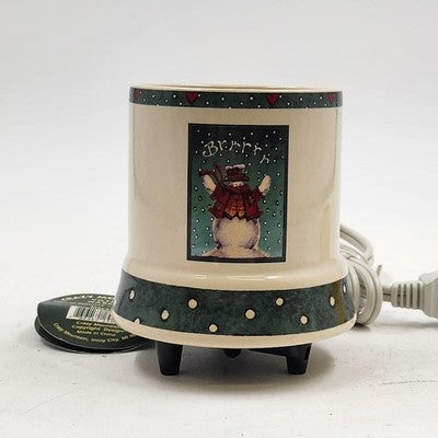 New Crazy Mountain Votive Warmer w Snowman Design 100% UL Approved Vintage China