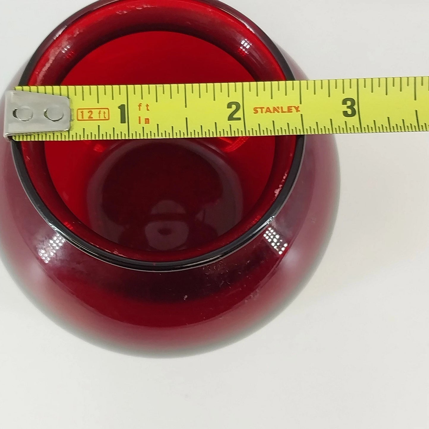 Anchor Hocking Royal Ruby Red Ivy Ball Vase 4" Round Solid Glass Decor Vtg USA