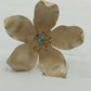 Kramer Gold Tone Flower Brooch Brushed Satin Multicolor Rhinestones Floral Pin