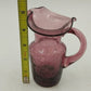 Amethyst Purple Crackle Glass Small Pitcher 5" with Handle Hand Blown