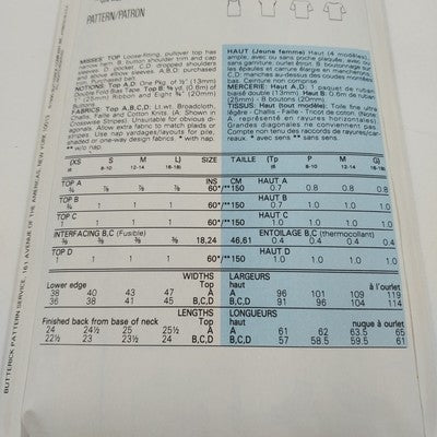 Butterick 4659 Vintage Sewing Pattern 1990 Cut Complete Misses Tops Size 6-18