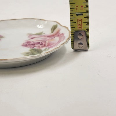 2 Rosenthal RC Monbijou Butter Pat Dishes Pink Roses Gold Scallop Bavaria