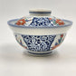 Japanese Pottery Porcelain Floral Design Udon Donburi Rice Bowl w Lid 3.25"x6"