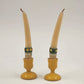 2 pc Erzgebirge Wood Miniature Candle Holders Tapers Yellow West Germany 5"