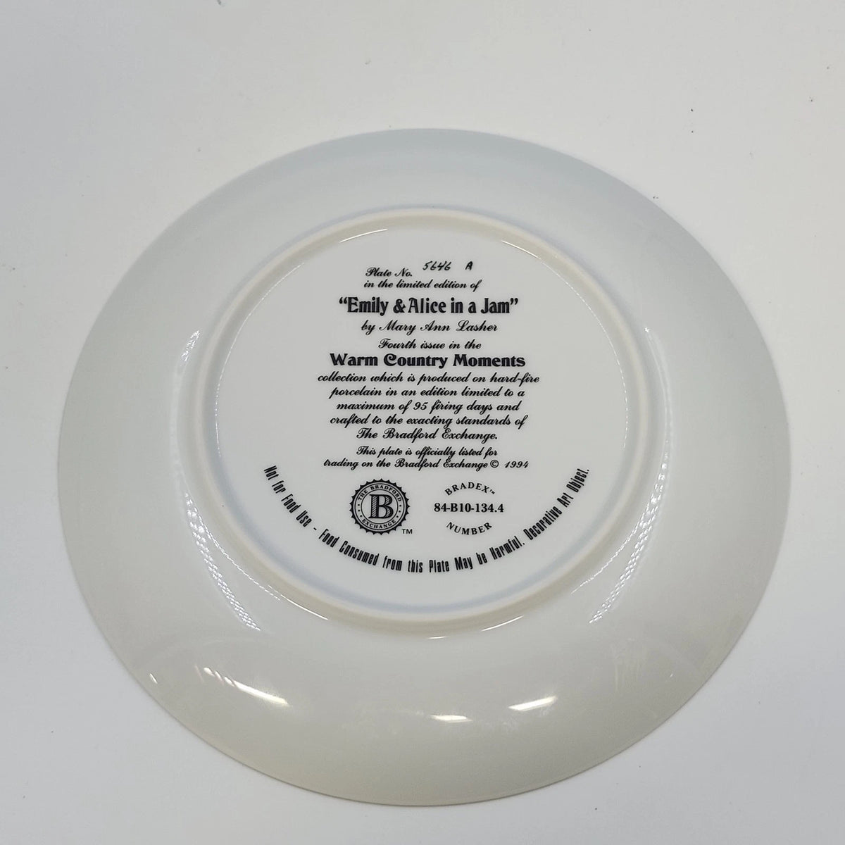 Emily & Alice In A Jam Cat Collector Plate Mary Ann Lasher Bradford Warm Country
