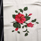 White Rectangle Tablecloth Table Cover with Red Gumamela Flowers Leaves 52"x62"