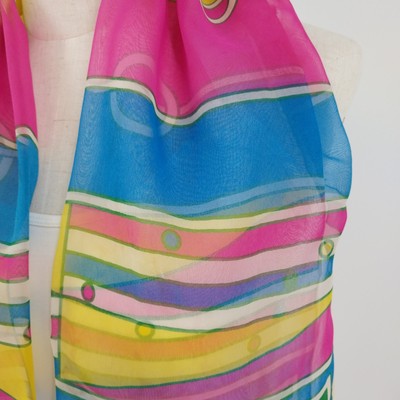 Abstract Design Women's Scarf Multicolor Chiffon Rectangle Neck Warmer 16" x 45"