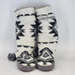 Muk Luks Women Slipper Boots Size 8-9 Knit Fair Isle Pattern Faux Fur Lined Grey