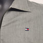 Tommy Hilfiger Women's Grey Zip Front Top Size L Fitted Logo Long Sleeve Darts