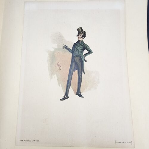 Stone Lithograph of Dickens Alfred Jingle signed Kyd from Pickwick Papers 8"x10"