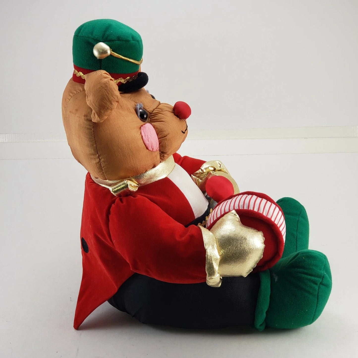 International Silver Plush Drummer Bear 16" Christmas Stuffed Toy Vintage 1994