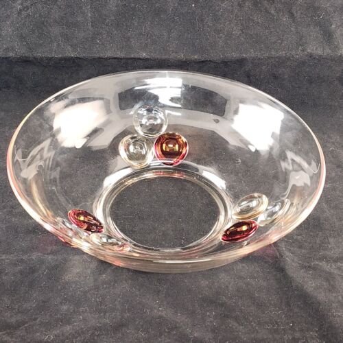 Westmoreland Clear Glass Three Ball Bowl 12" Across 3.5 High Centerpiece Vintage