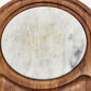 Teakwood Cheese Board Tray Marble Slab & Glass Dome Dolphin