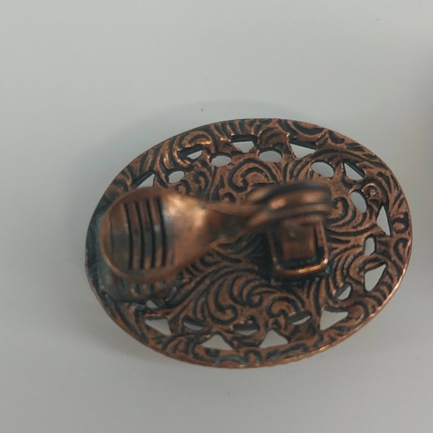Vintage Root Beer Rhinestone Clip On Earrings Bronze Filigree