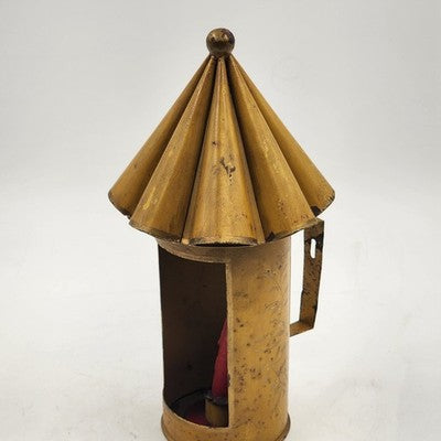 Italian Metal Lantern Taper Holder Vintage Amber Yellow Cone Rustic Candle Lamp
