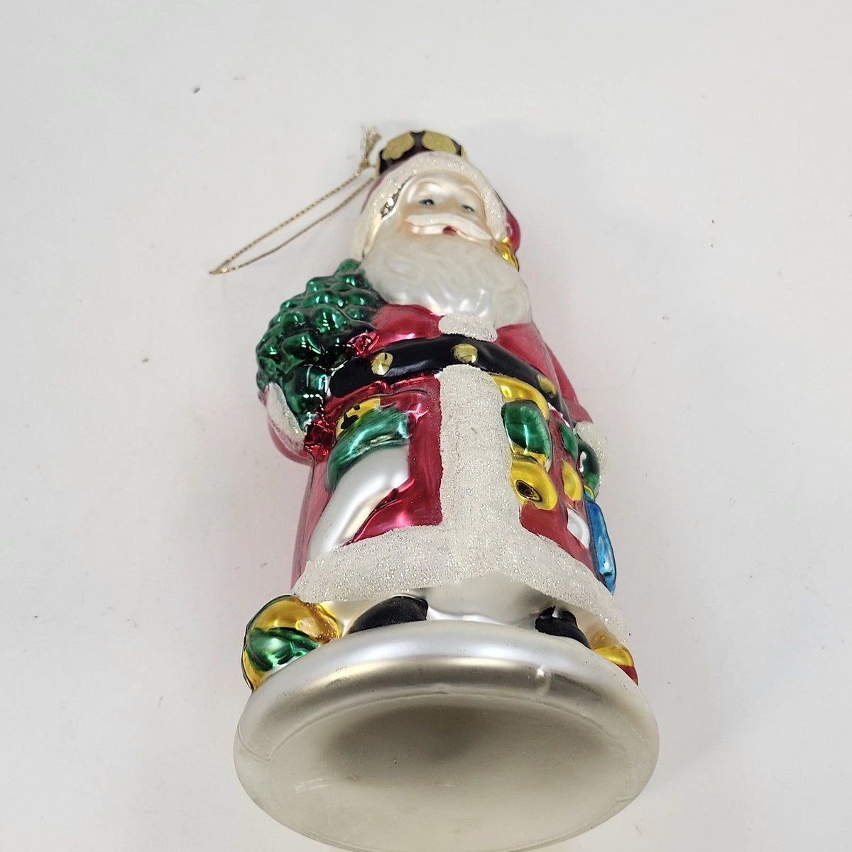 Large Hand Painted Blown Glass Santa Claus Christmas Tree Hanging Ornament 7"